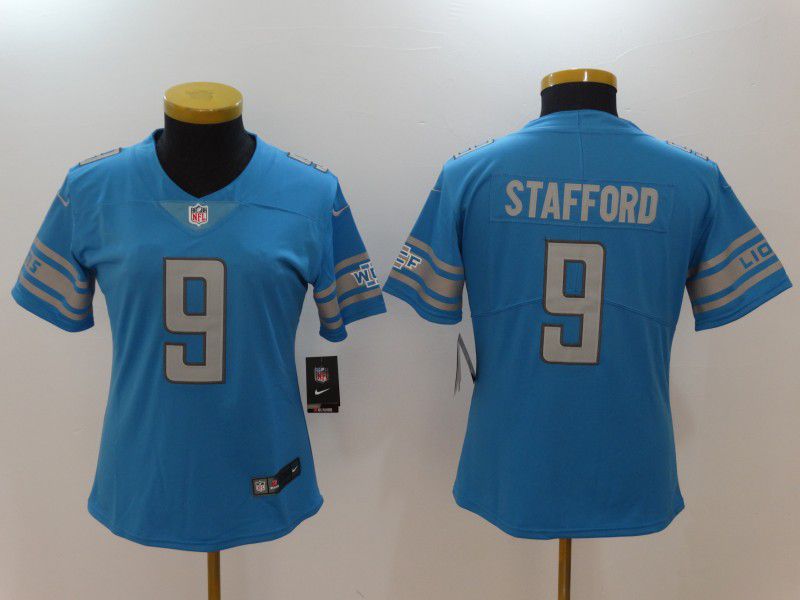 Women Detroit Lions #9 Stafford Blue Nike Vapor Untouchable Limited NFL Jerseys->->Women Jersey